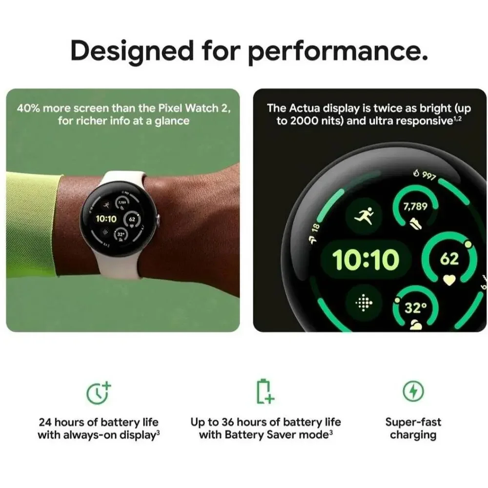 Google Pixel Watch 3‎ Smartwatch 45mm Screen Smart Sports Watch GPS Fitbit Wi-Fi
